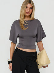 Arazia Cinched Short Sleeve Top Charcoal
