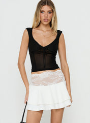 Kecia Lace Waistband Mini Skirt White