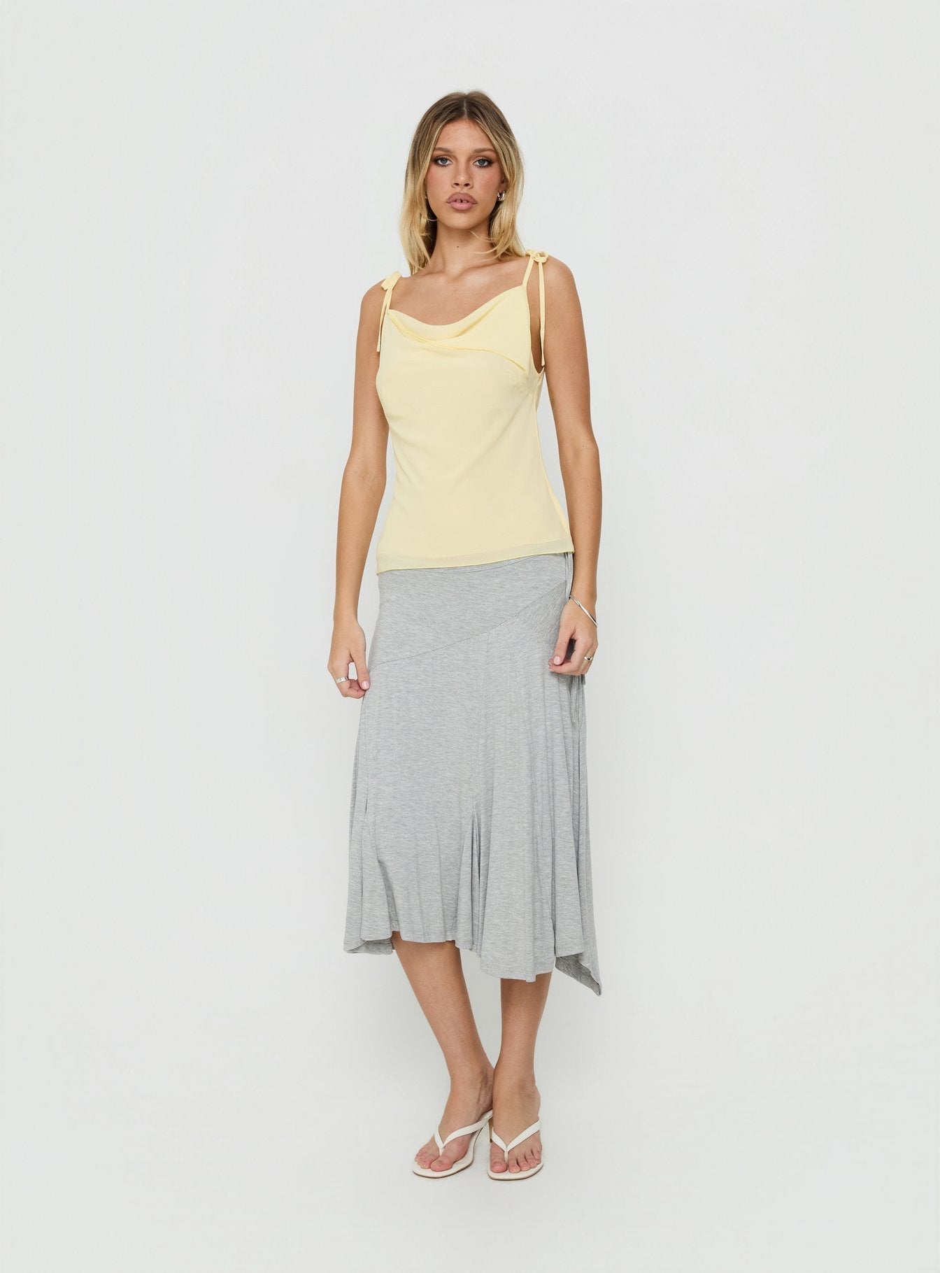 Malkah Tie Sleeve Foldover Top Yellow