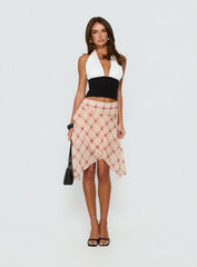 Natana Asymmetrical Midi Skirt Multi Check