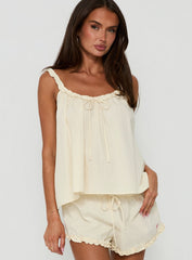 Nattalie Babydoll Frill Sleep Top Cream