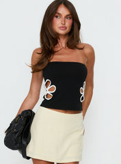 Currents Strapless Cut Out Detail Top Black