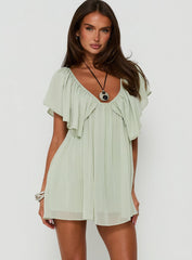 Sun Spirit Plunge Flowy Playsuit Sage