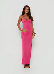 Imeraldia Hardware Halter Maxi Dress Guava