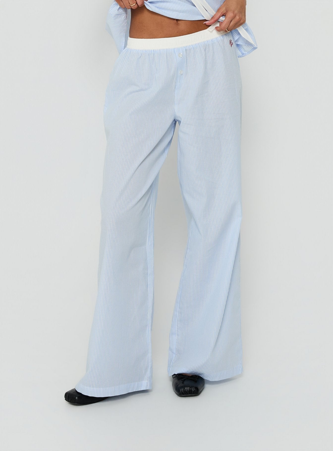 Meava Elasticated Waist Sleep Pants Blue Stripe