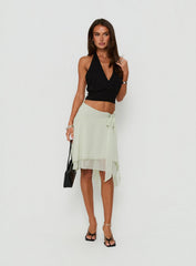 Ophella Tie Waist Chiffon Midi Skirt Sage