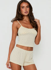 By Nightfall Pointelle Sleep Tank Top Cream Polka Dot