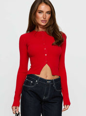 Suzu Long Sleeve Knit Top Red