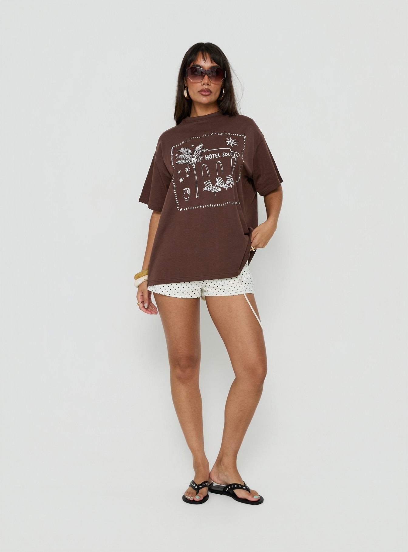 Hotel Sole Oversized Graphic Tee Brown