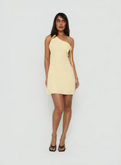 Ariann One Shoulder Low Back Mini Dress Yellow