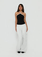 Azara Contrast Arrowneck Bodysuit Black / White