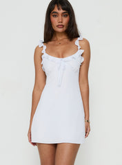 Dewdrops Chiffon Frill Mini Dress White
