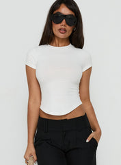 Valentinna Short Sleeve Curved Hem Top White