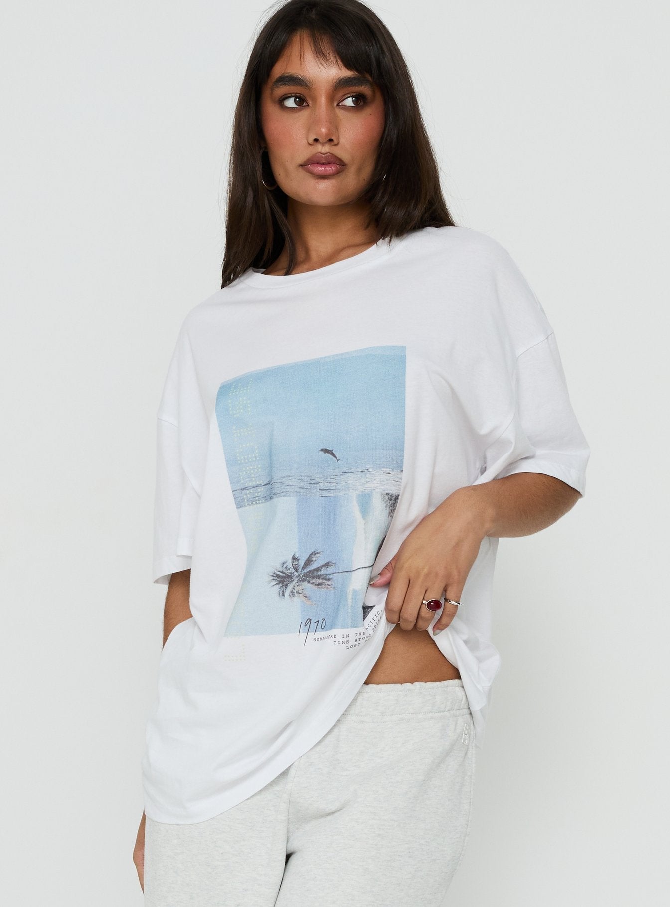 From Elsewhere Oversized Graphic Tee White