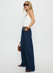 Naylor Mid Rise Wide Leg Jeans Mid Blue Denim