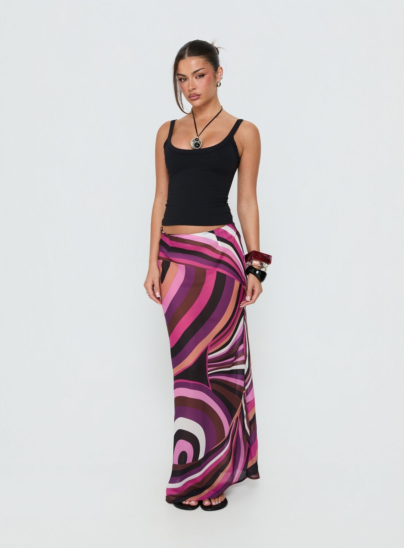Lucidia Maxi Skirt Pink Retro
