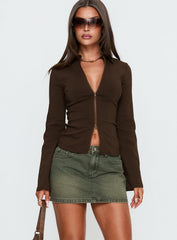 Laynee Butterfly Mini Skirt Washed Green