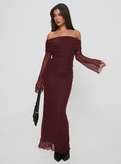 Consideration Long Sleeve Maxi Dress Chocolate