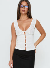 Fillipa Lace Button Down Top White