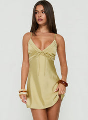 Iseabal V Neck Mini Dress Green