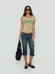 Tanjiro One Shoulder Top Green