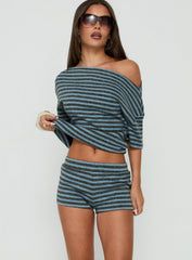 Bloom Knit Shorts Grey / Blue Stripe