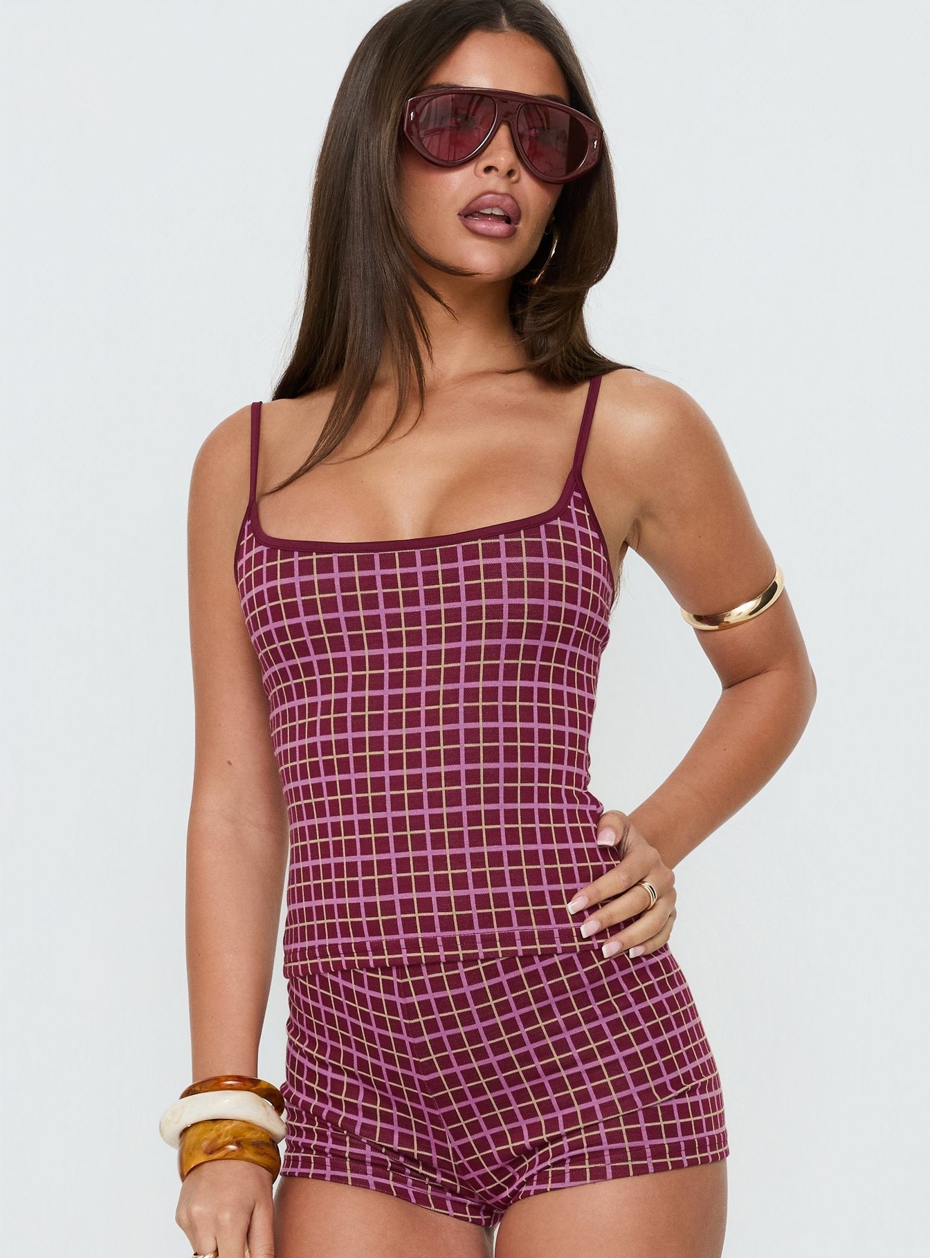 Aderis Cami Top Red Check