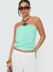 Taleisa Gathered Drape Strapless Top Aqua