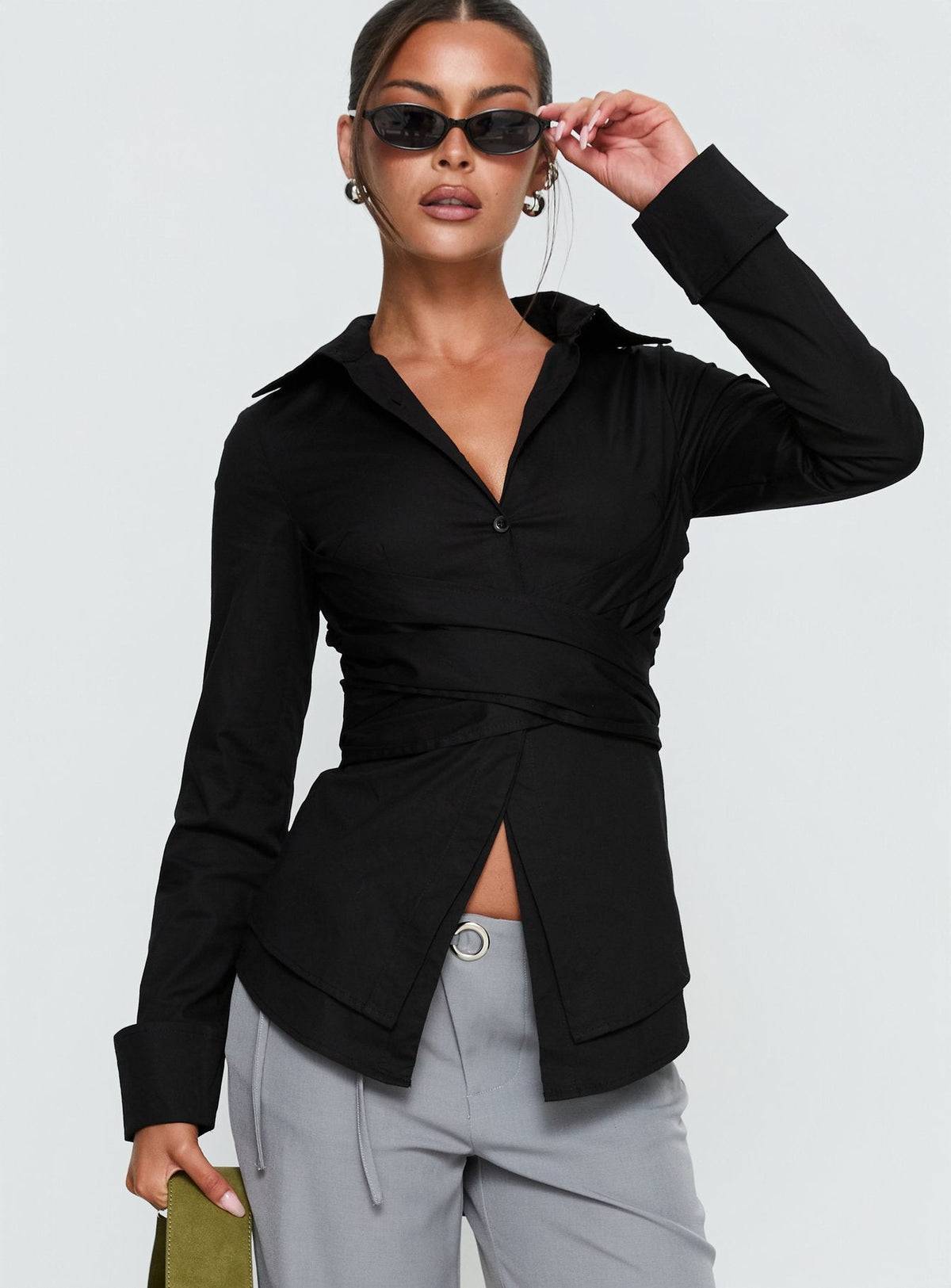 Shapeshifter Twist Long Sleeve Shirt Black