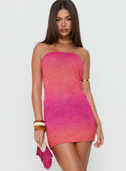 Cesira Strapless Knit Mini Dress Pink Ombre