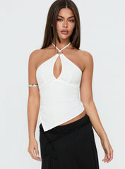 Idiana Halter Keyhole Top Cream