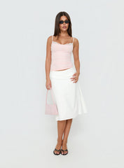 Such Delight Linen Midi Skirt White