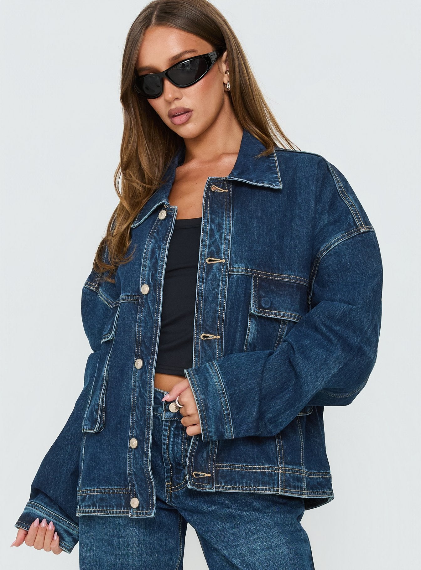 Kier Oversized Jacket Denim Dark Blue Wash