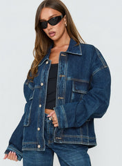 Kier Oversized Jacket Denim Dark Blue Wash