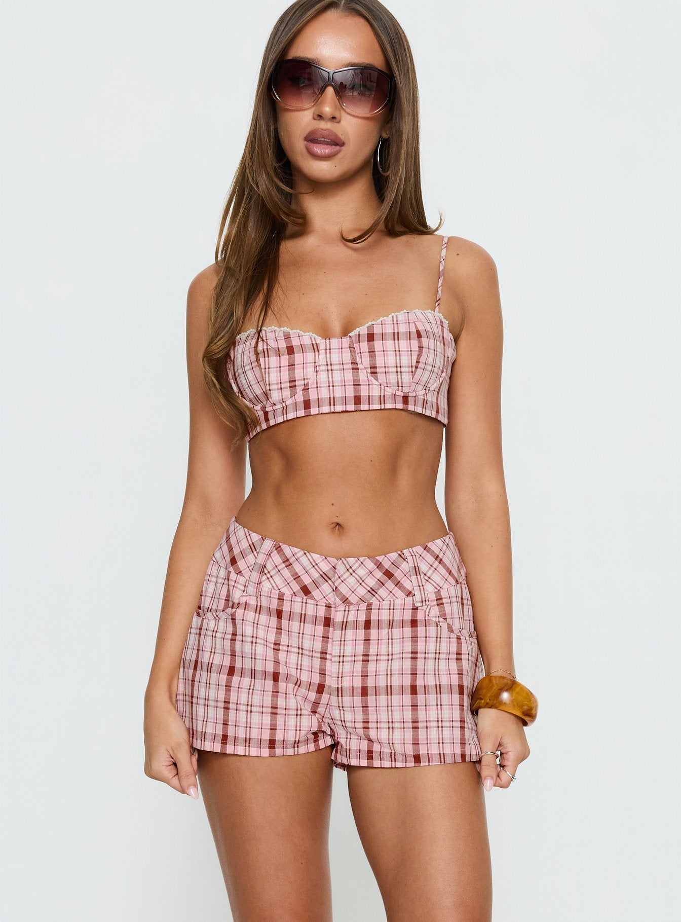 Kosi Micro Shorts Pink Check