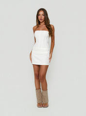 Irenah Strapless Denim Corset Mini Dress White