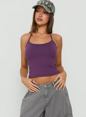 Daily Define Thin Strap Halter Tank Top Fresh Purple