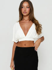 Clarenza Micro Jersey Crop Top White