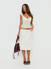 Quani Lace Midi Skirt Cream