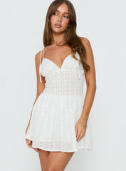 Solitary Ruched Tie Detail Romper White