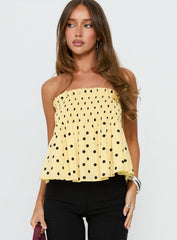 Peachy Keen Frill Cami Top Yellow Polka Dot