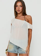 Sidra Off Shoulder Sheer Top Cream