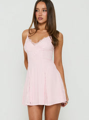 Bloomie Lace Godet Mini Dress Marshmallow Pink