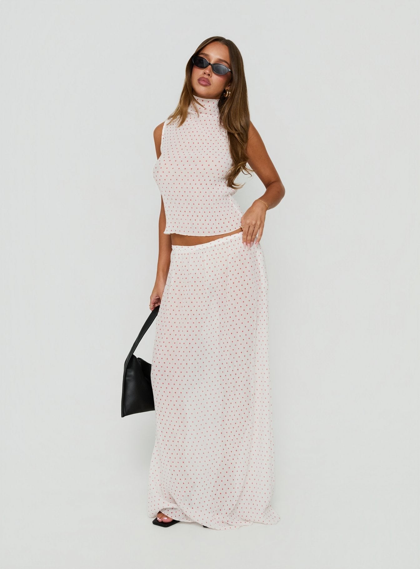 Ford Maxi Skirt White / Red Polka Dot