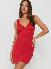 Kasiana V Neck Crossover Mini Dress Red