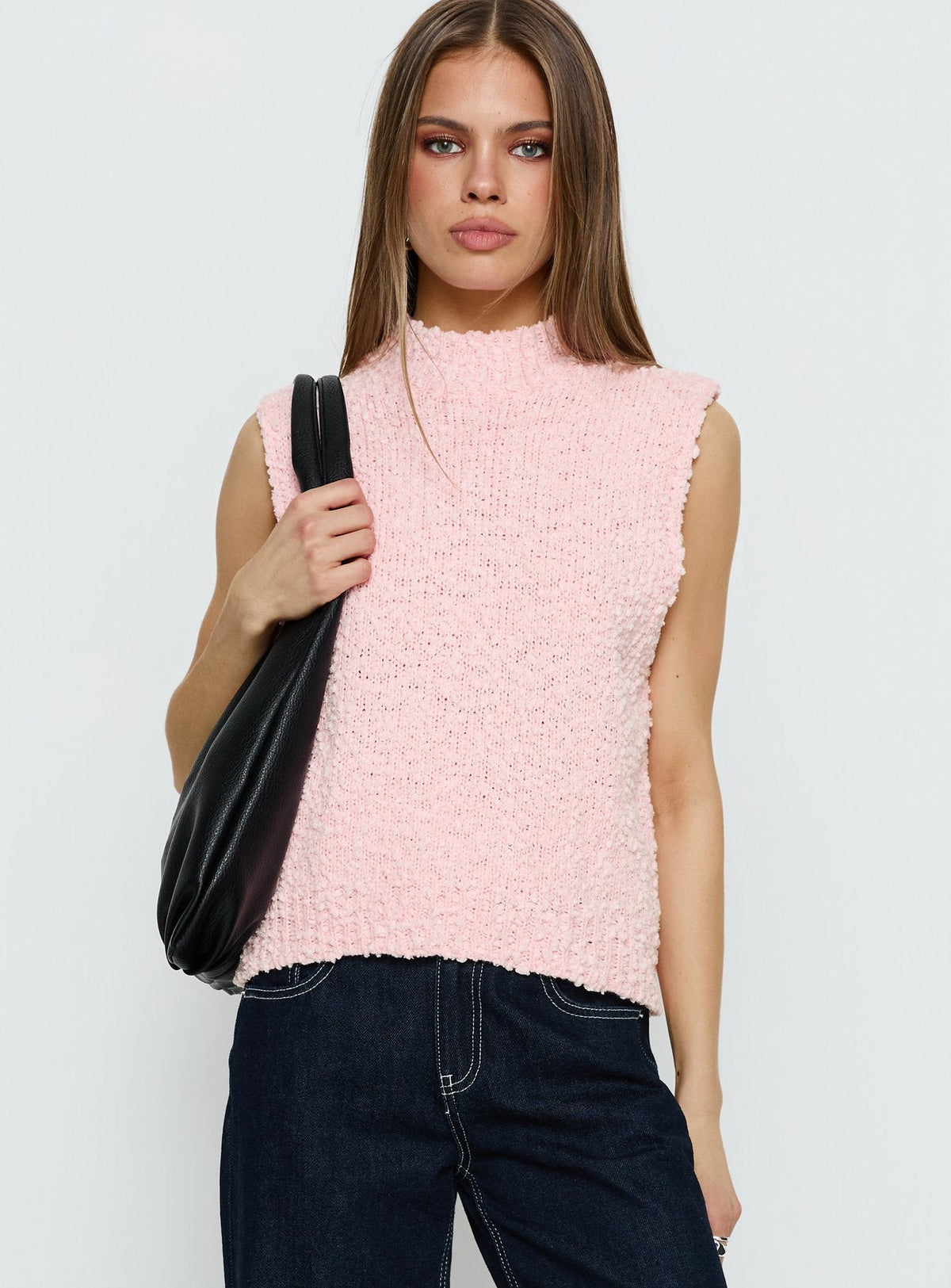 Lanette High Neck Sleeveless Top Soft Pink