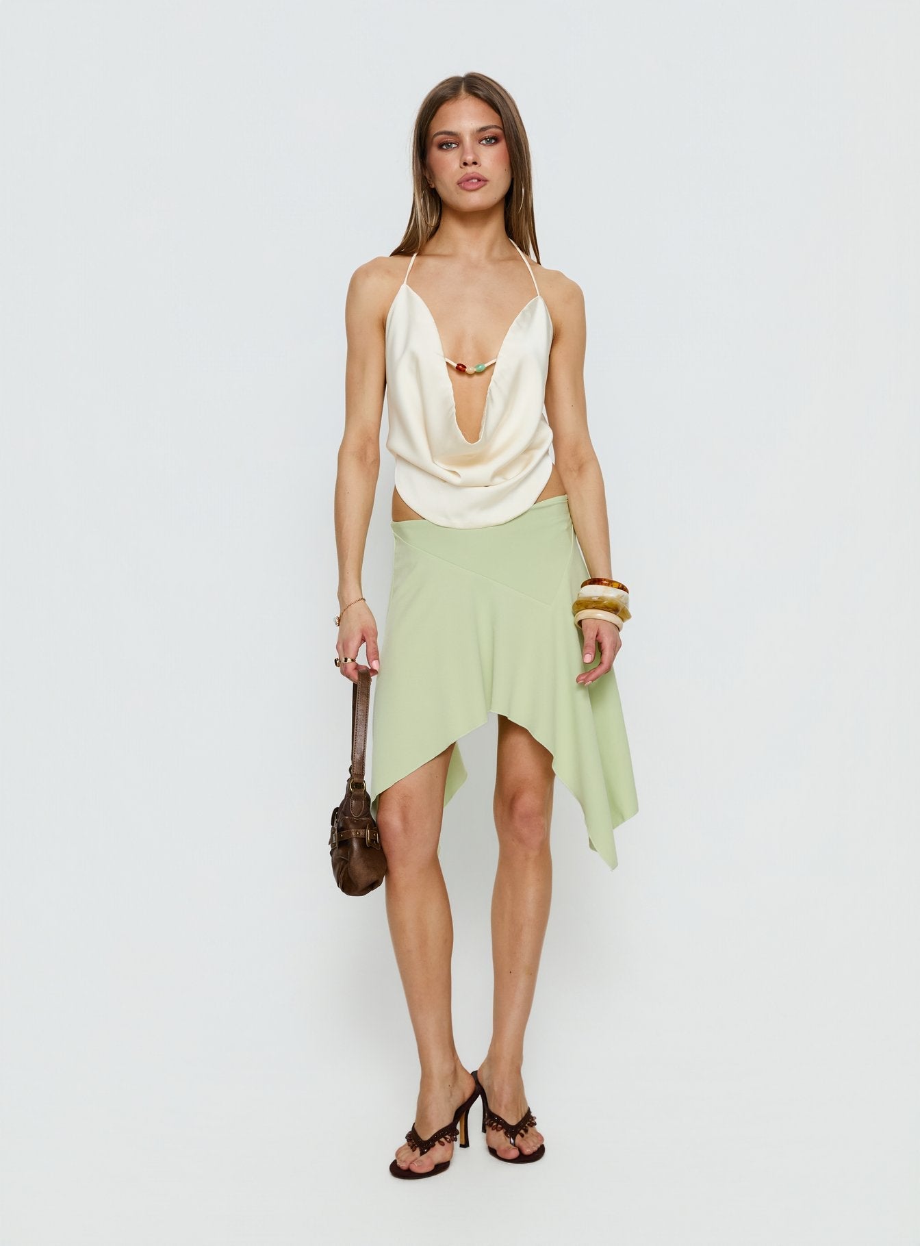 Daelen Waterfall Midi Skirt Mint