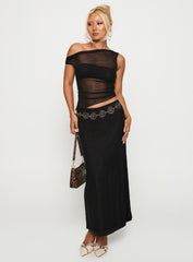 Aristocrat One Shoulder Mesh Set Black