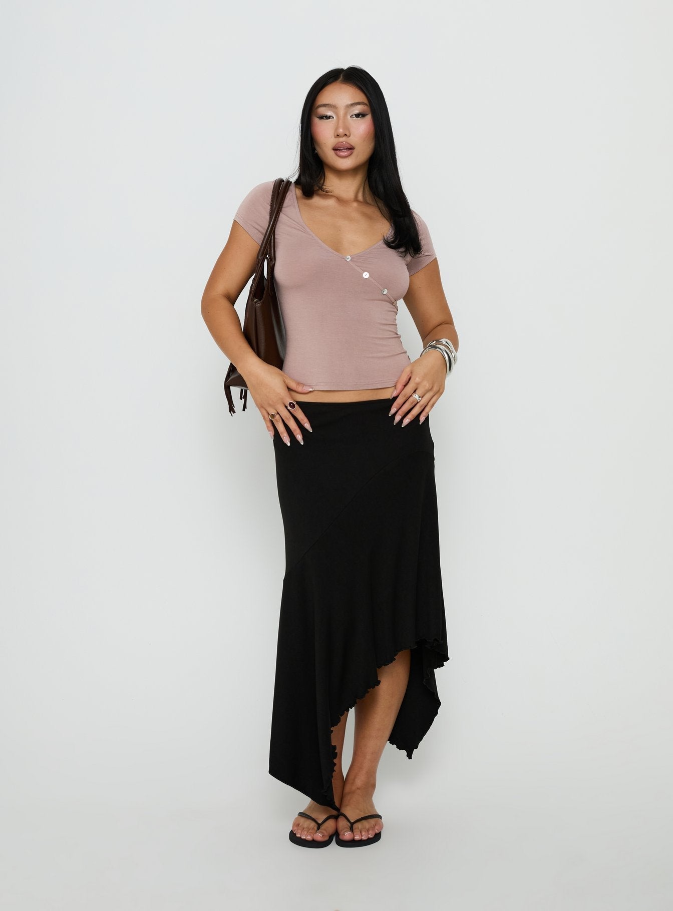 Futura Asymmetrical Midi Skirt Black