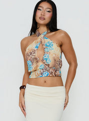 Kamella Keyhole Halter Top Multi